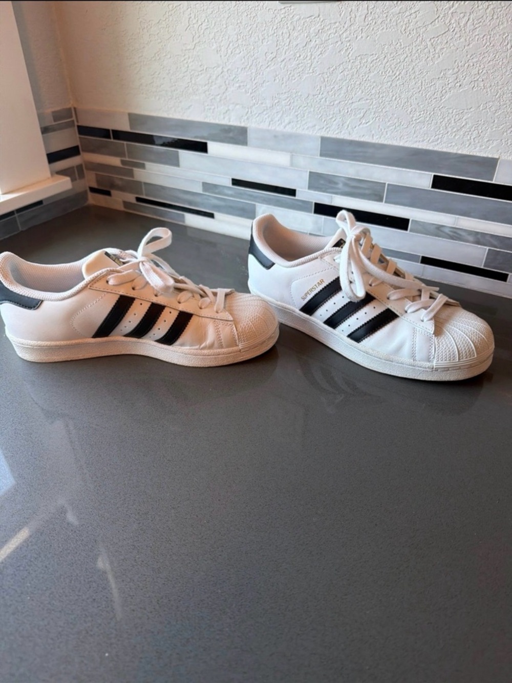 adidas White and Black Superstar Low-Top Sneakers